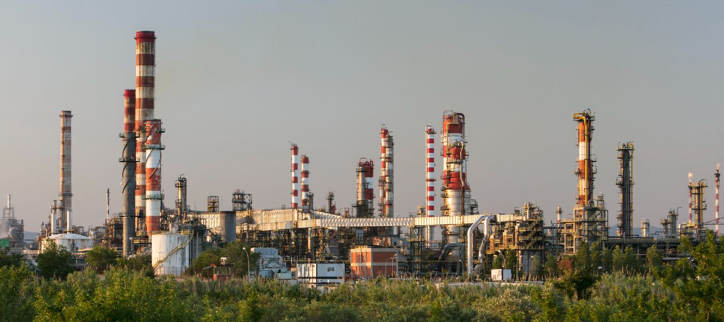 Repsol Complex in Tarragona at dusk