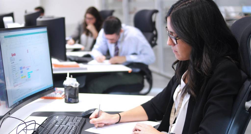 Woman working at a computer