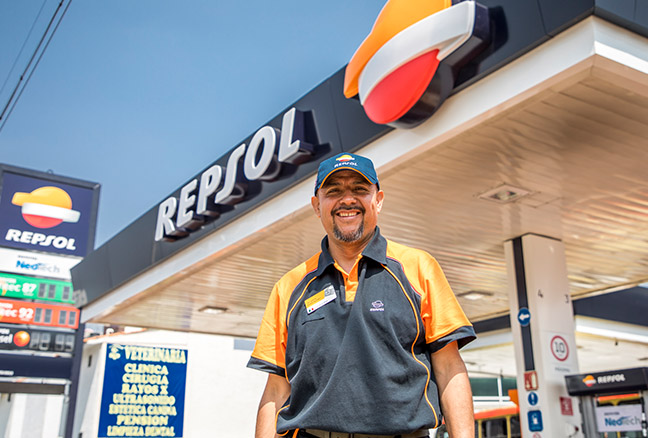 Service station worker