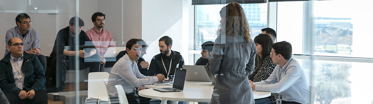 Employees having meeting in a conference room